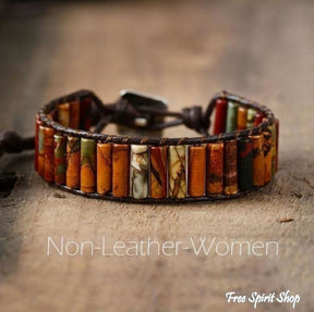 Handmade Natural Jasper Tube Wrap Bracelet - Free Spirit Shop