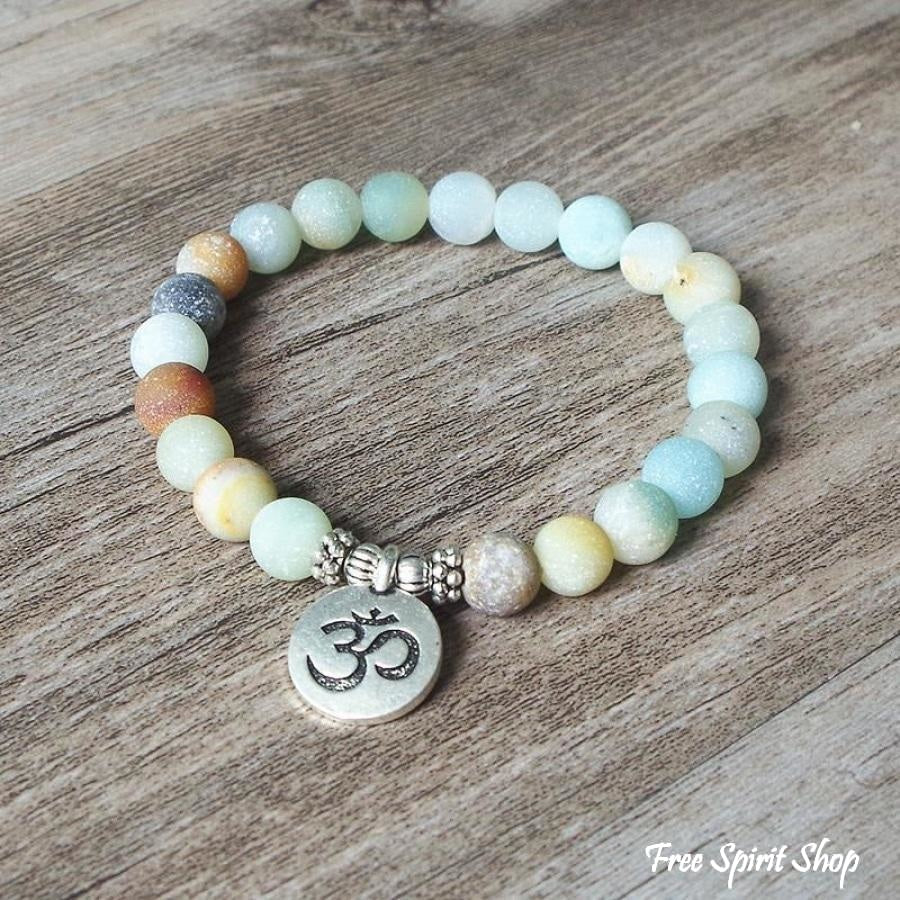 Handmade Natural Matte Amazonite Stone Mala Bracelet - Free Spirit Shop