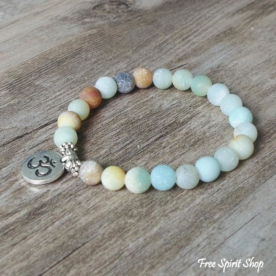 Handmade Natural Matte Amazonite Stone Mala Bracelet - Free Spirit Shop