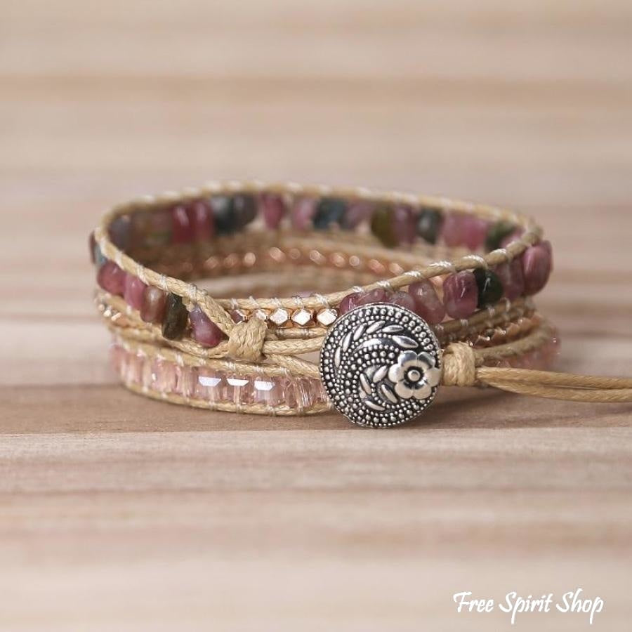 Handmade Natural Pink Tourmaline Wrap Bracelet - Free Spirit Shop