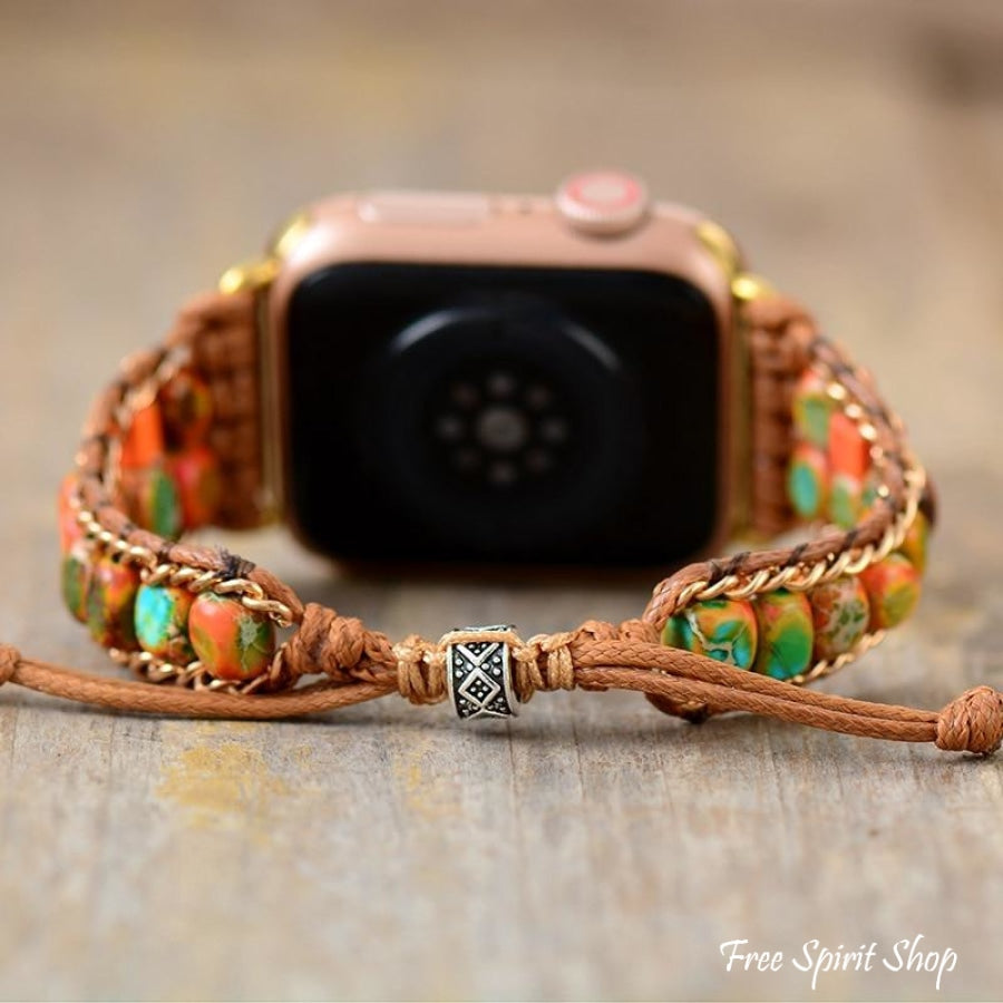 Handmade Orange Jasper Apple Watch Band - Free Spirit Shop