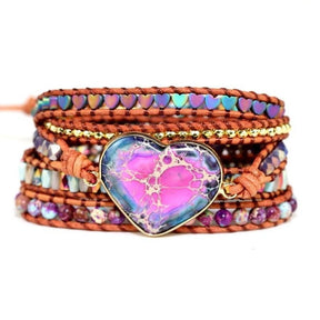 Handmade Purple Jasper Heart Wrap Bracelet - Free Spirit Shop