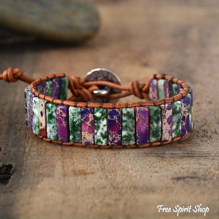 Handmade Purple Jasper Tube Wrap Bracelet - Free Spirit Shop