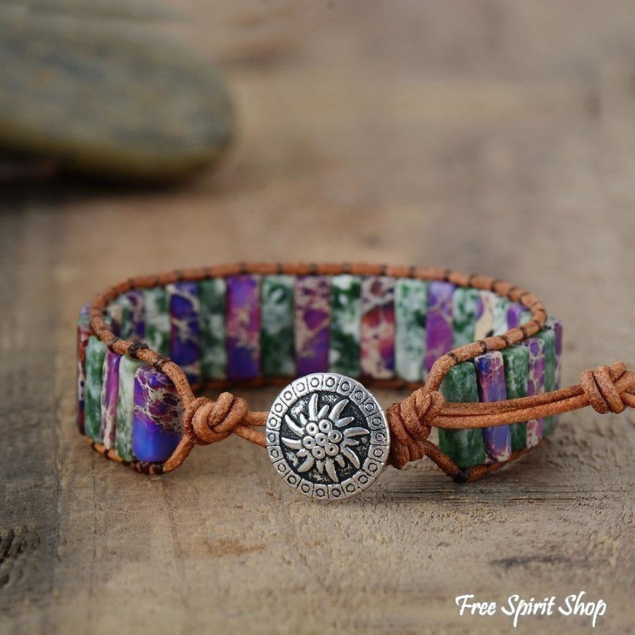 Handmade Purple Jasper Tube Wrap Bracelet - Free Spirit Shop