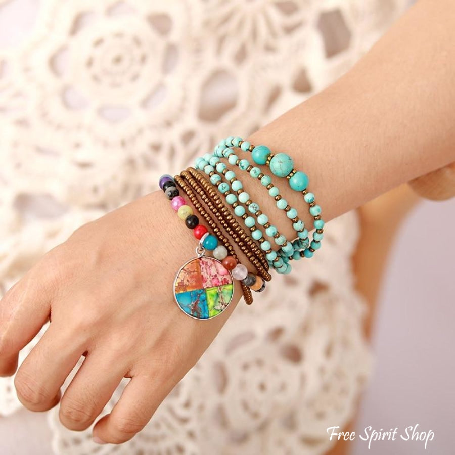 Handmade Turquoise Bead Bracelet / Necklace - Free Spirit Shop