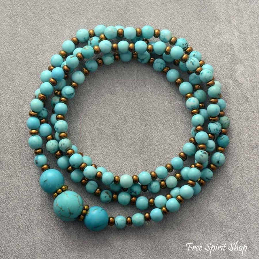 Handmade Turquoise Bead Bracelet / Necklace - Free Spirit Shop