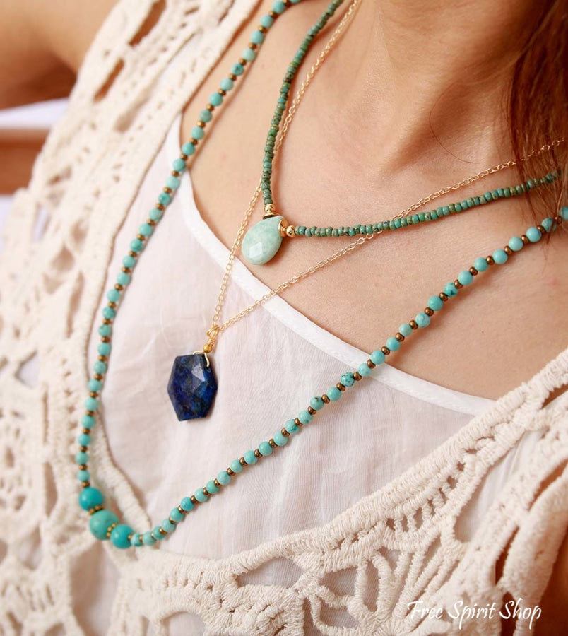 Handmade Turquoise Bead Bracelet / Necklace - Free Spirit Shop