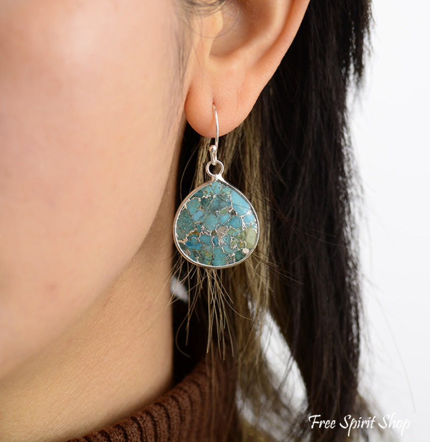 Handmade Turquoise Jasper Silver Earrings - Free Spirit Shop