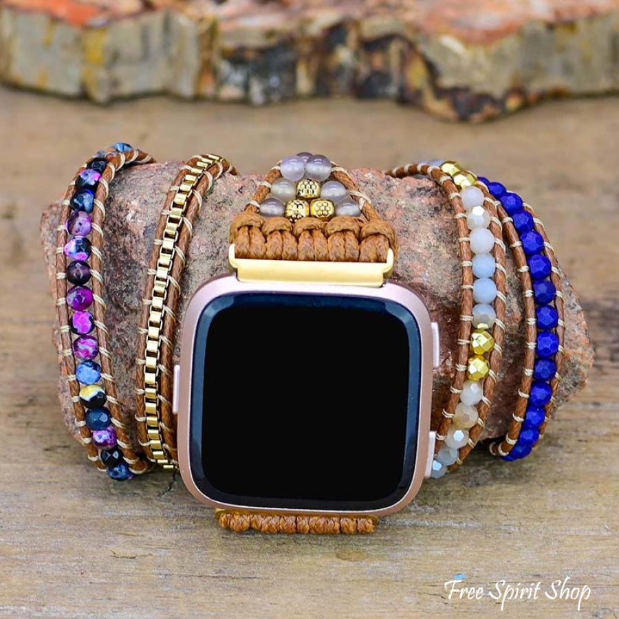 Vibrant Blue Beaded Fitbit Watch Band - Free Spirit Shop