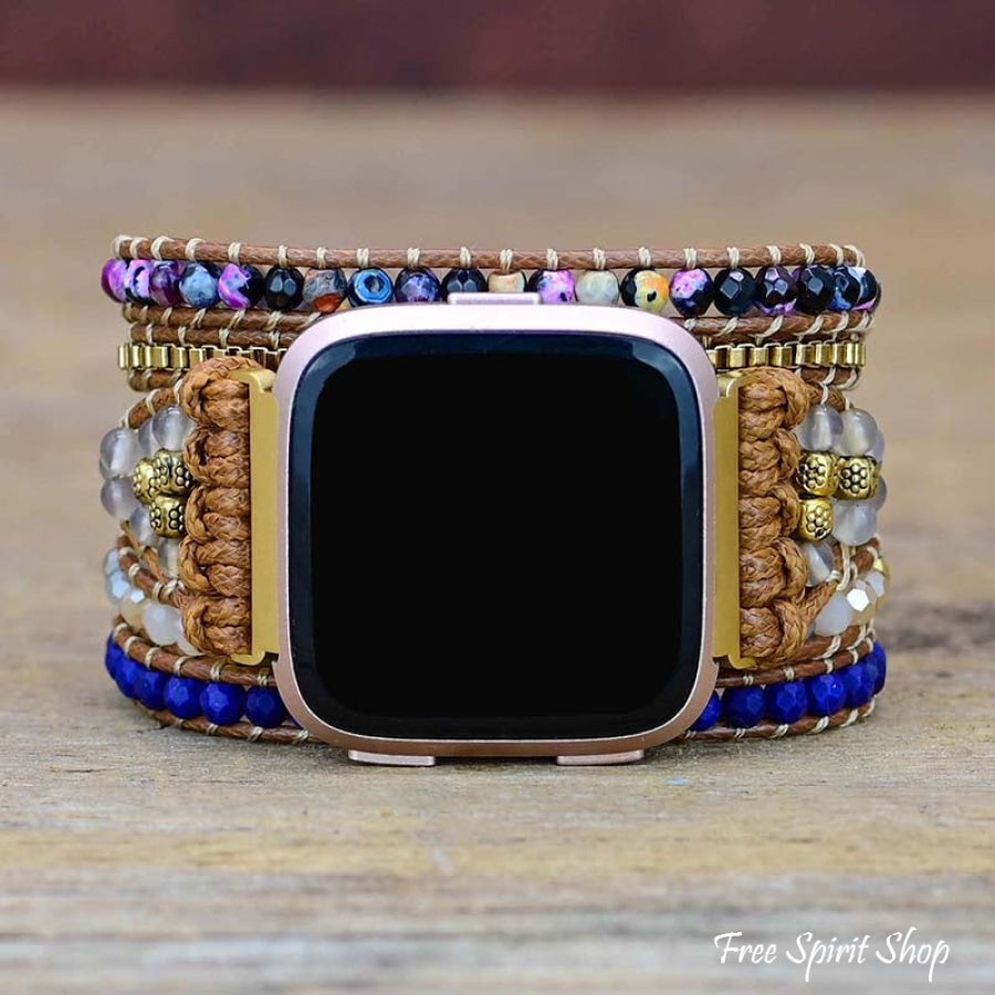 Vibrant Blue Beaded Fitbit Watch Band - Free Spirit Shop