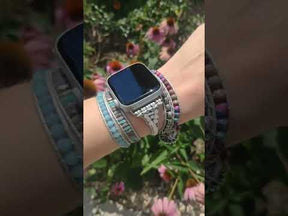 Purple Jasper & Aqua Blue Beaded Apple Watch Band
