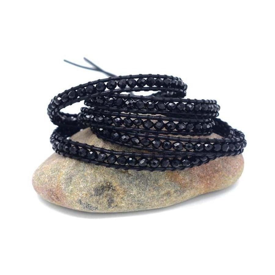 Midnight Black Crystal Wrap Bracelet - Free Spirit Shop