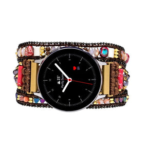 Mixed Beads & Brown Cord Samsung / Garmin Watch Band - Free Spirit Shop