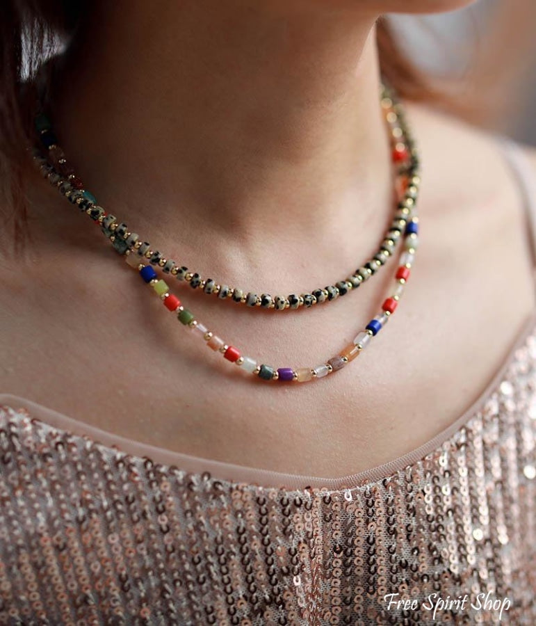 Multicolor Natural Stone Choker Necklace - Free Spirit Shop