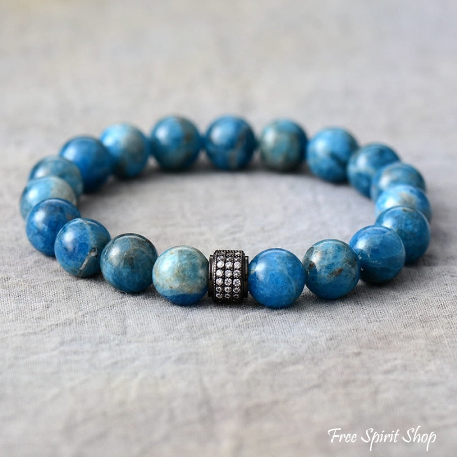 Natural 10mm Apatite Stone Bead Bracelet - Free Spirit Shop