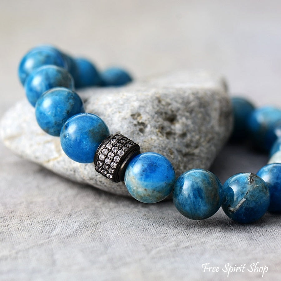 Natural 10mm Apatite Stone Bead Bracelet - Free Spirit Shop