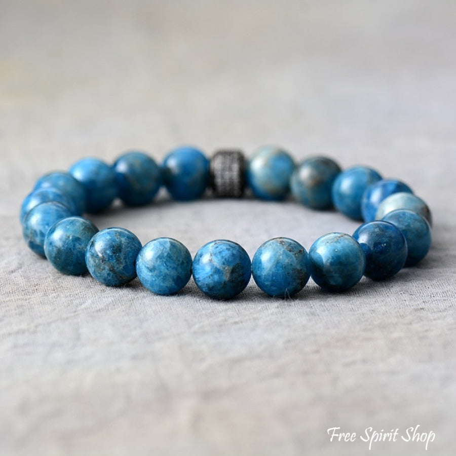 Natural 10mm Apatite Stone Bead Bracelet - Free Spirit Shop