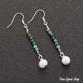Natural African Turquoise & Pearl Earrings - Free Spirit Shop