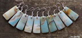 Natural Amazonite Gemstone Rectangle Earrings - Free Spirit Shop