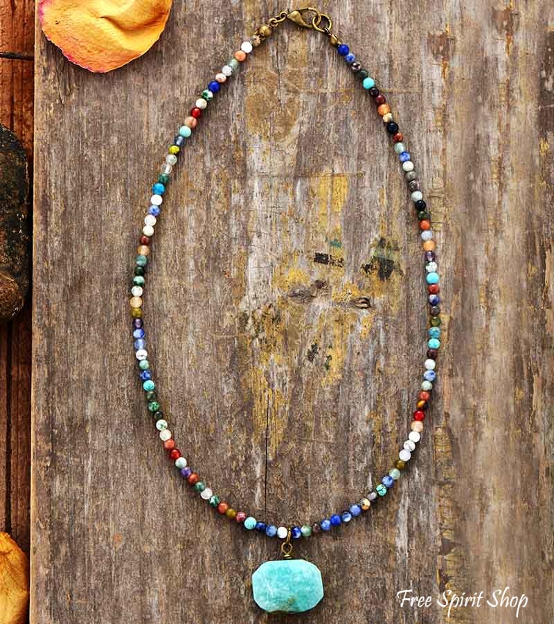 Natural Amazonite & Mix Bead Choker Necklace - Free Spirit Shop