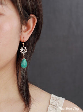 Natural Amazonite Spiritual Chakra Earrings - Free Spirit Shop