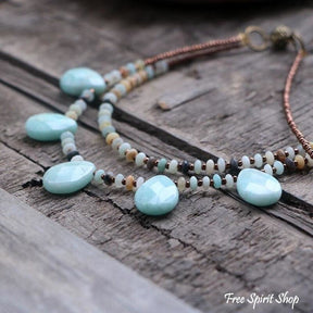 Natural Amazonite Teardrop Necklace - Free Spirit Shop