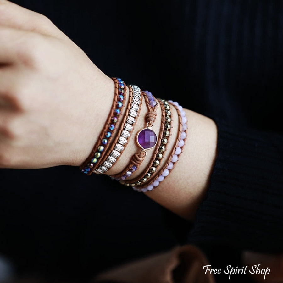 Natural Amethyst & Pyrite Wrap Bracelet - Free Spirit Shop