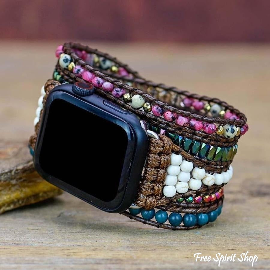 Natural Apatite & Imperial Jasper Apple Watch Band - Free Spirit Shop