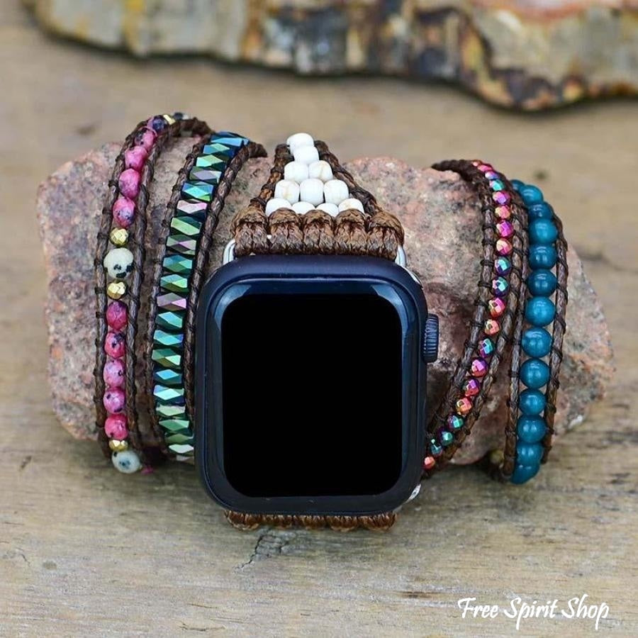 Natural Apatite & Imperial Jasper Apple Watch Band - Free Spirit Shop