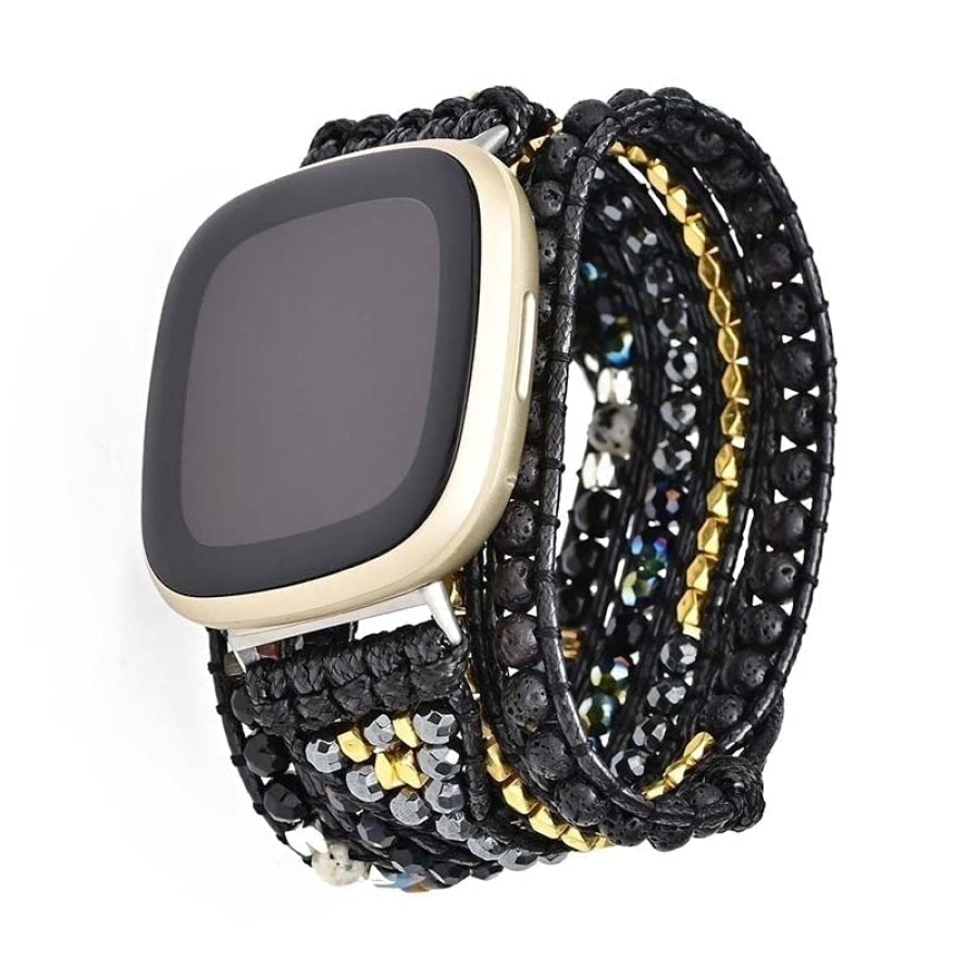 Natural Black Lava Bead Fitbit Watch Band - Free Spirit Shop