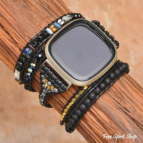 Natural Black Lava Bead Fitbit Watch Band - Free Spirit Shop