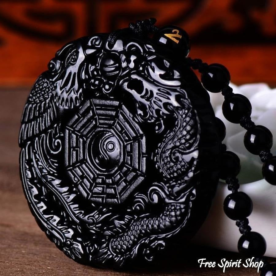 Chinese Dragon Pendant Obsidian Talisman Necklace – Taikong Sky