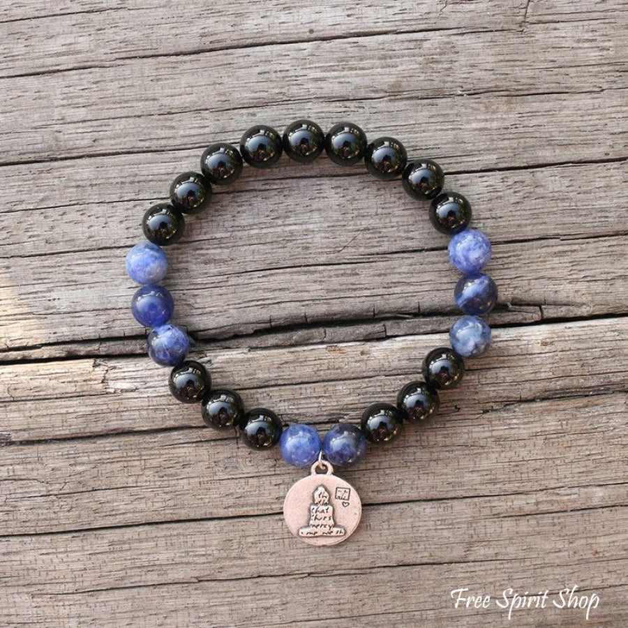 Natural Black Onyx & Sodalite Bead Bracelet - Free Spirit Shop