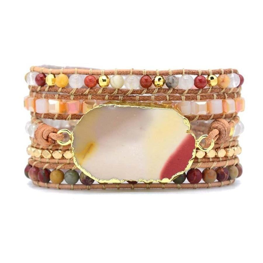 Natural Bloodstone & Jasper Wrap Bracelet - Free Spirit Shop