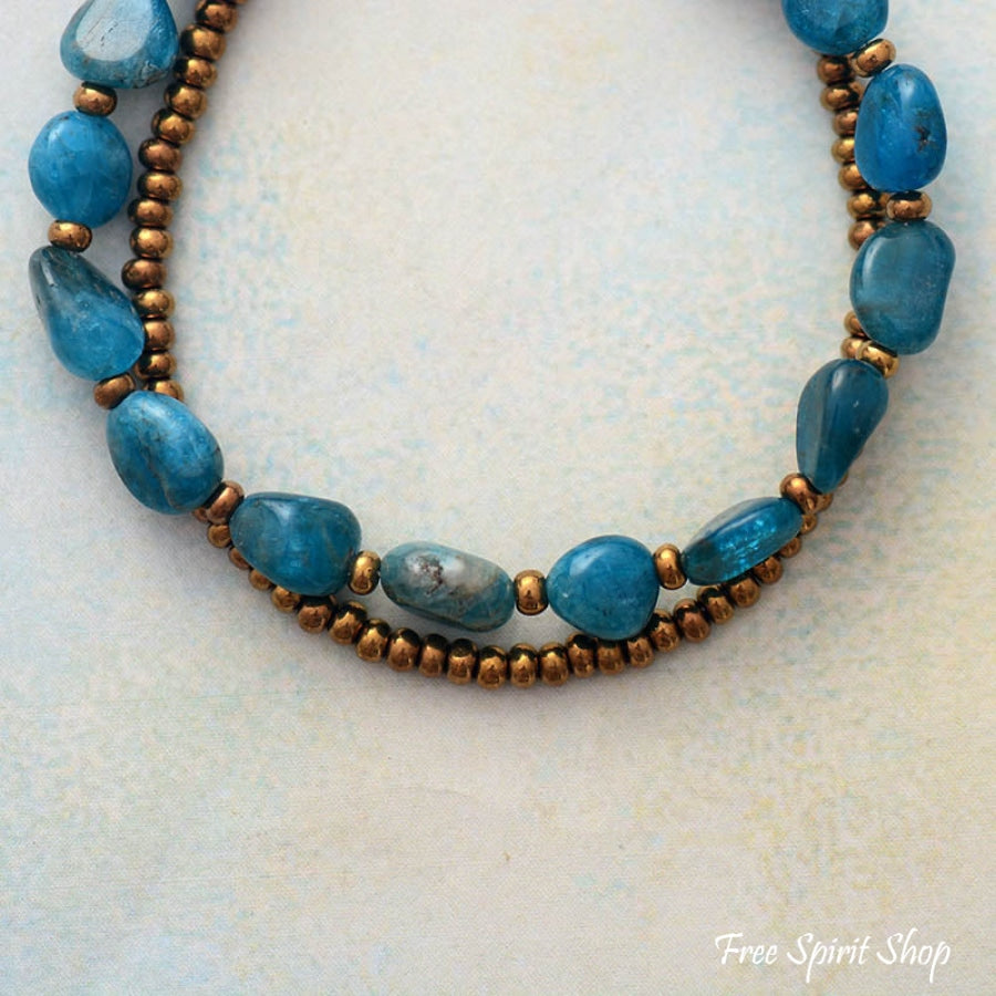 Natural Blue Apatite & Seed Bead Bracelet - Free Spirit Shop