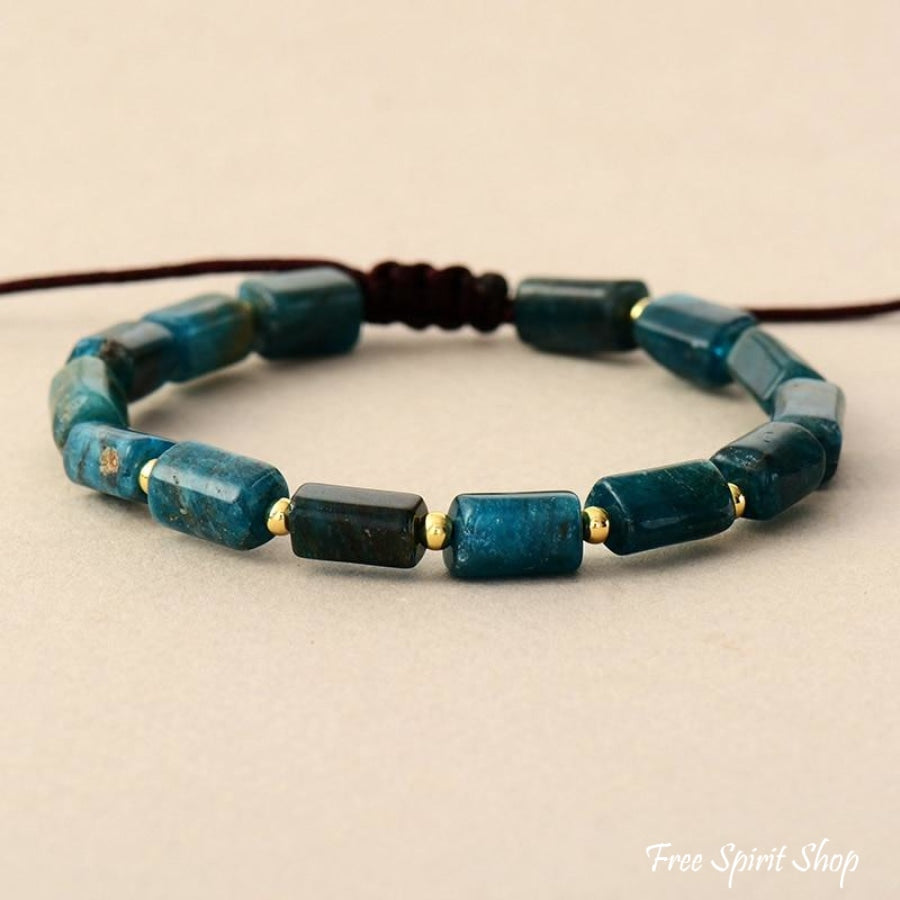 Natural Blue Apatite Tube Bead Bracelet - Free Spirit Shop