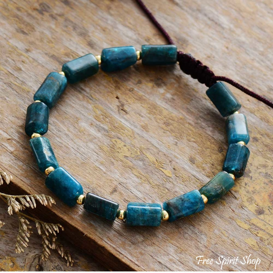 Natural Blue Apatite Tube Bead Bracelet - Free Spirit Shop