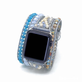 Natural Blue King Jasper Beaded Apple Watch Band - Free Spirit Shop