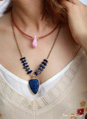 Natural Blue Lapis Lazuli Necklace - Free Spirit Shop