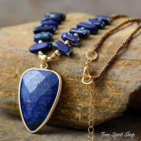 Natural Blue Lapis Lazuli Necklace - Free Spirit Shop