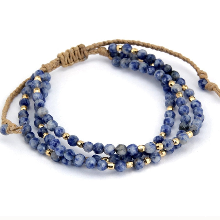 Natural Blue Sodalite Triple Bead Bracelet - Free Spirit Shop
