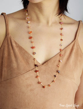 Natural Carnelian Gemstone Necklace - Free Spirit Shop
