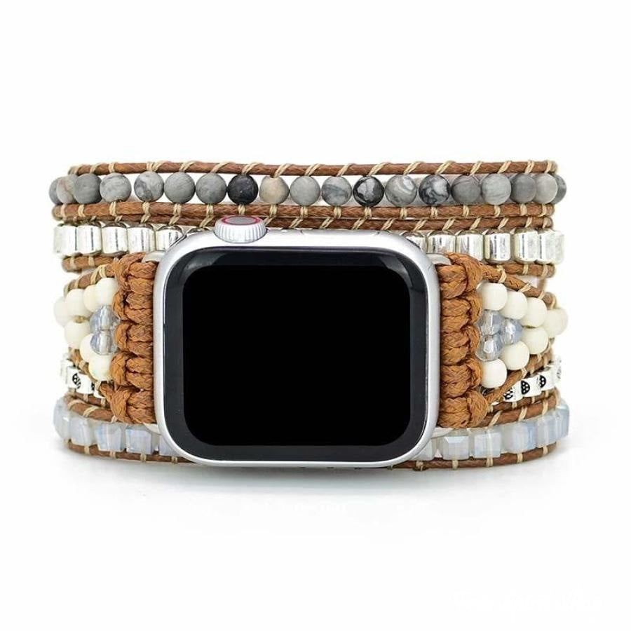 Natural Celestine Beaded Apple Watch Band - Free Spirit Shop