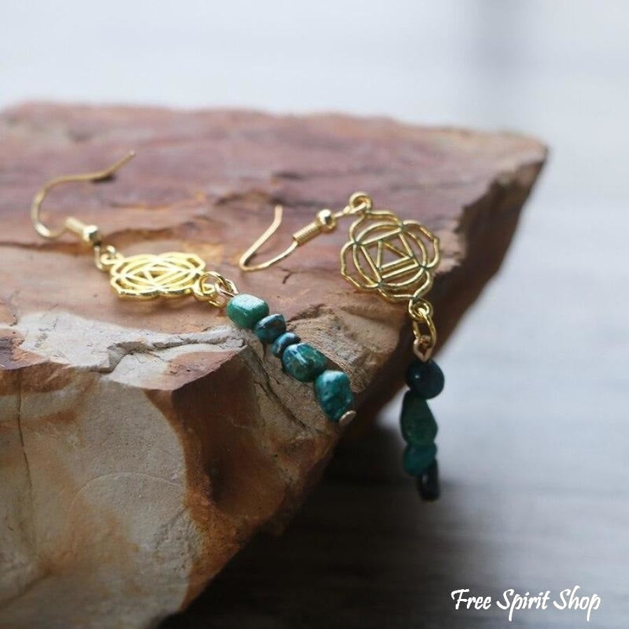 Natural Chrysocolla Chakra Balancing Earrings - Free Spirit Shop