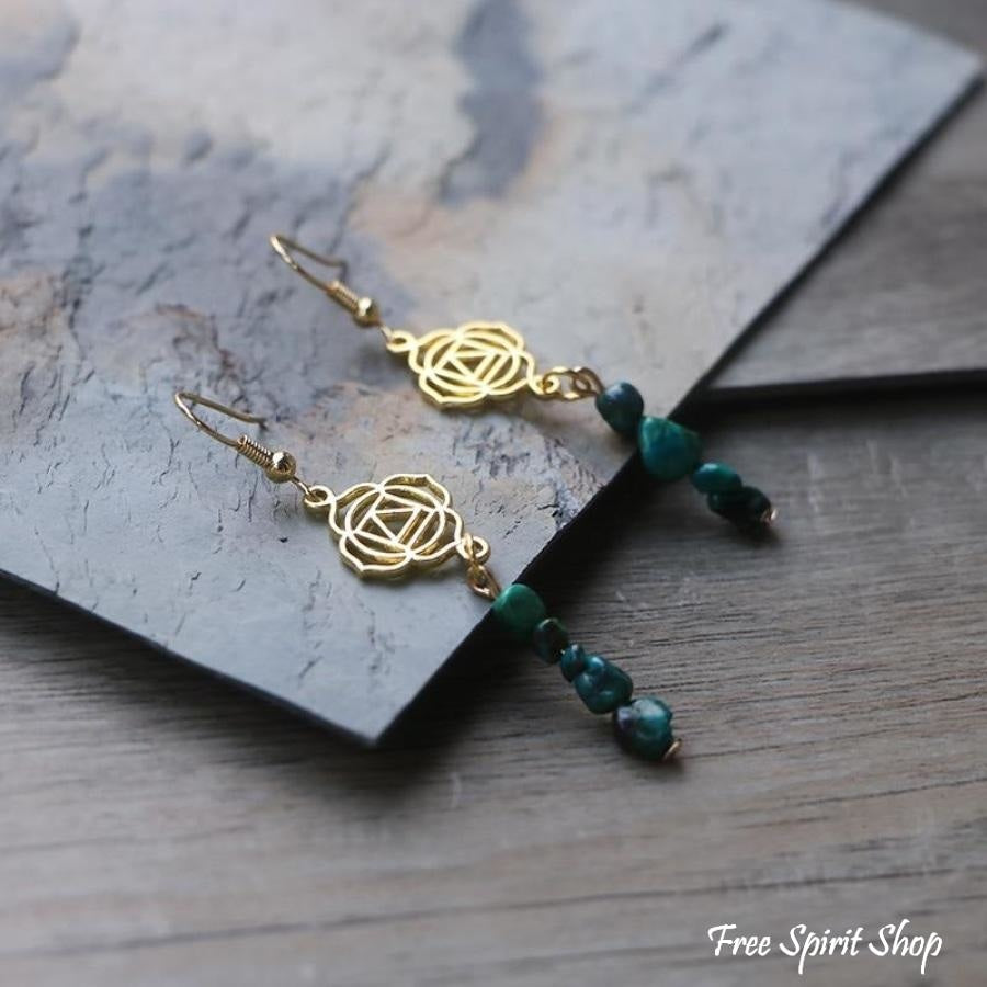 Natural Chrysocolla Chakra Balancing Earrings - Free Spirit Shop