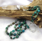 Natural Clear Quartz Crystal & African Turquoise Gemstone Bead Necklace - Free Spirit Shop