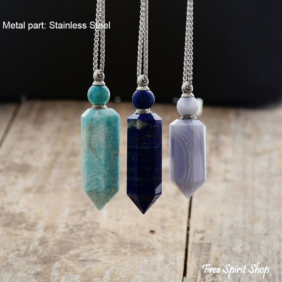 Natural Crystal Perfume Bottle Necklace - Free Spirit Shop