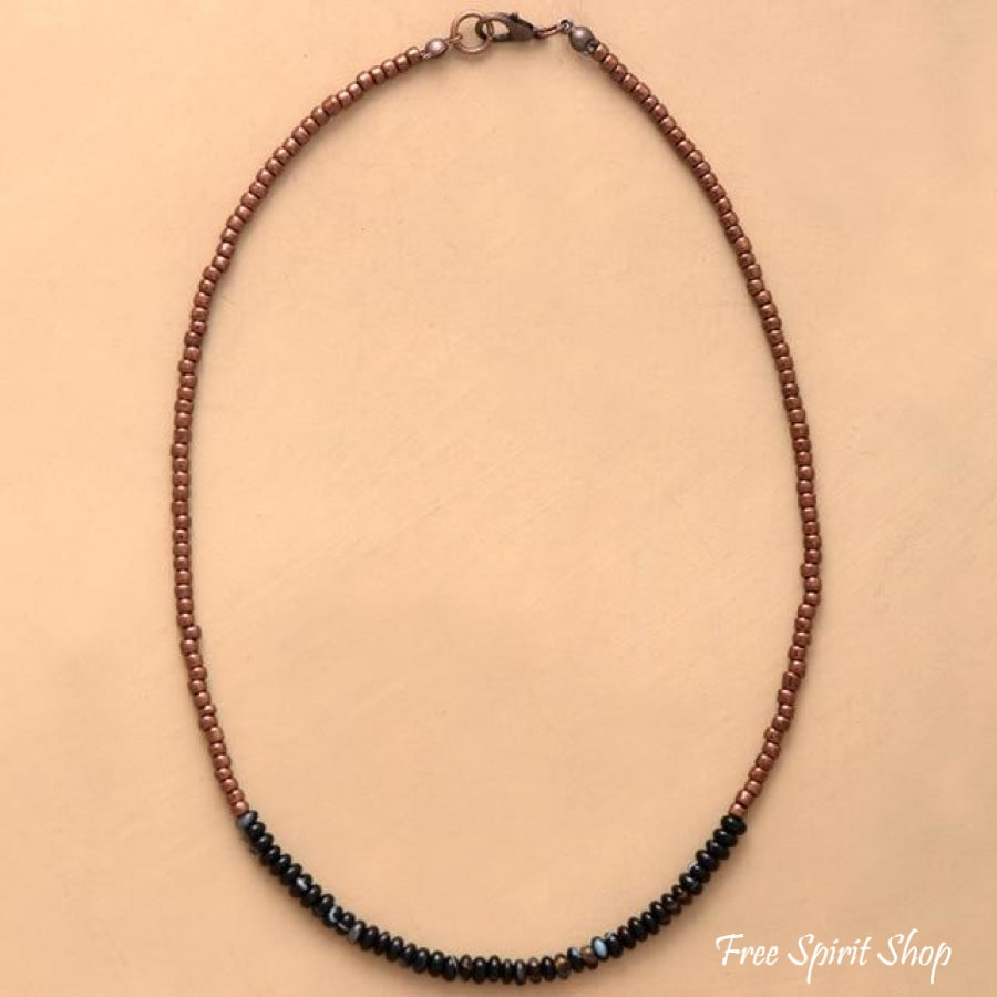 Collana Girocollo Boho In Pietre Naturali Turchesi - Perline Irregolari Chip, Chiusura A Aragosta, 15 Pollici