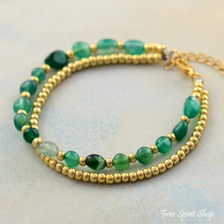 Natural Green Onyx Beaded Bracelet - Free Spirit Shop