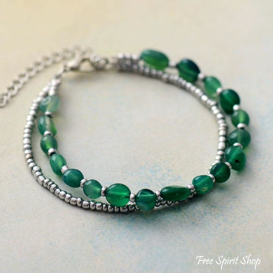 Natural Green Onyx Beaded Bracelet - Free Spirit Shop